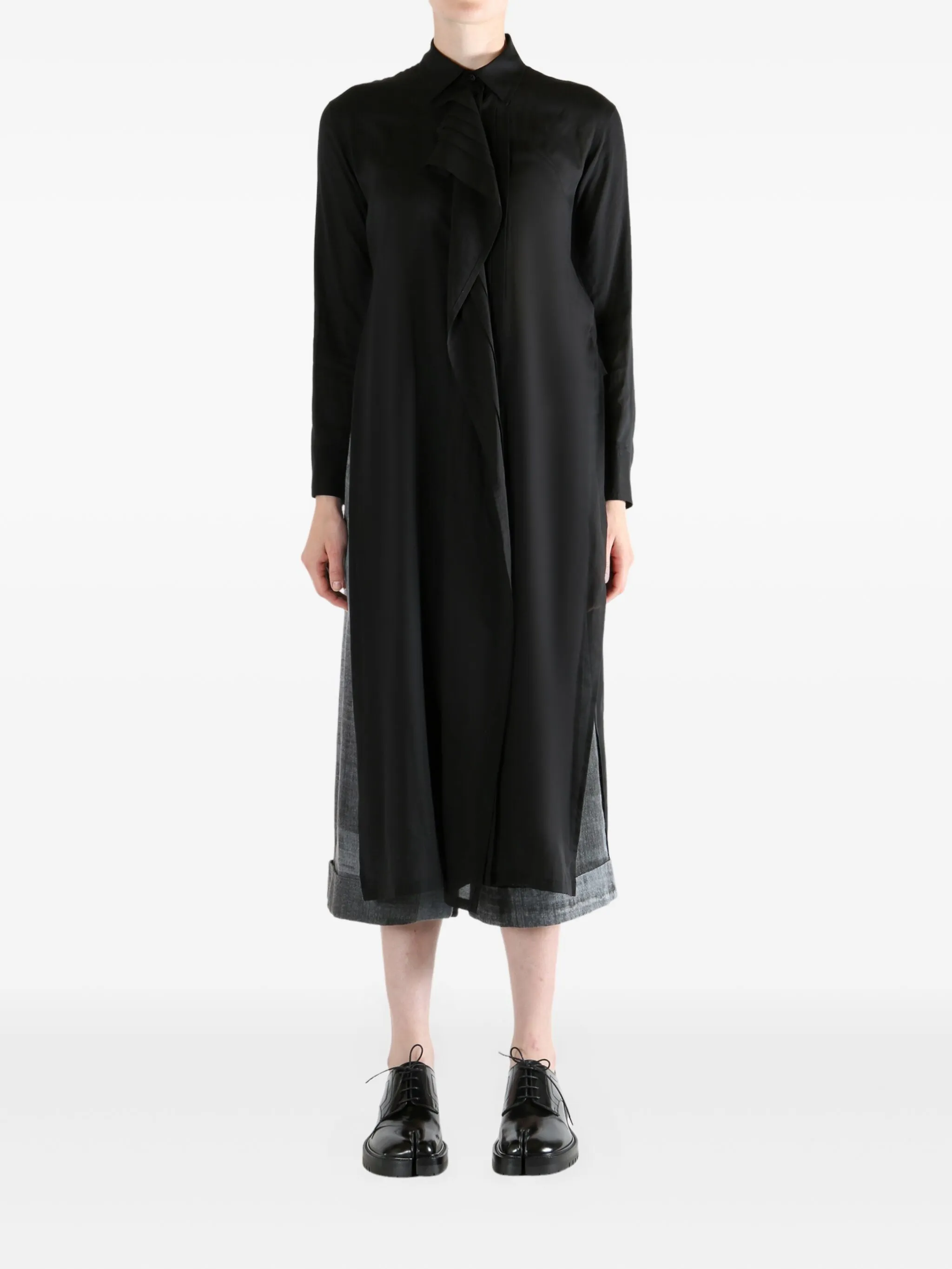 

Платье с оборками Yohji Yamamoto, черный