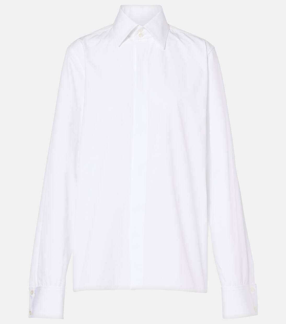 

Рубашка из хлопкового поплина Saint Laurent, цвет blanc