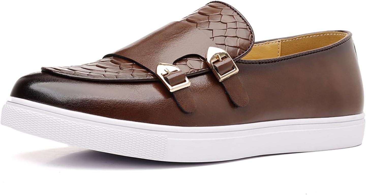 

Мужские кожаные пенни-лоферы с узором под крокодила, стильные туфли без шнурков - удобные и прочные для официальных, деловых и повседневных случаев Aokisx, коричневый