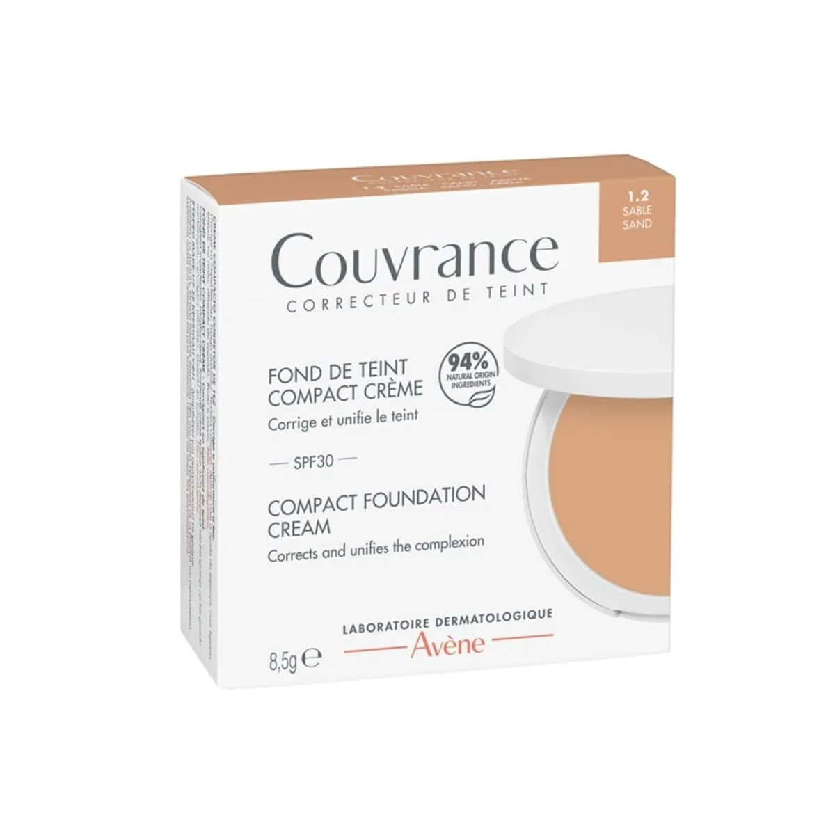Компактная тональная крем-основа «Couvrance» от Avene, оттенок 1.2 Sand, 8.5 г Avene