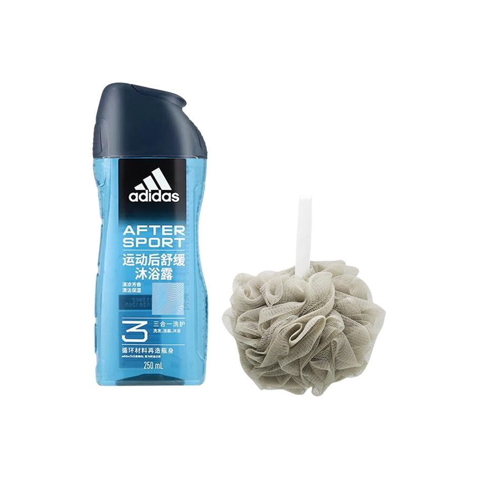 Мужской гель для душа Adidas After Sport 3 в 1, 250 мл + мочалка