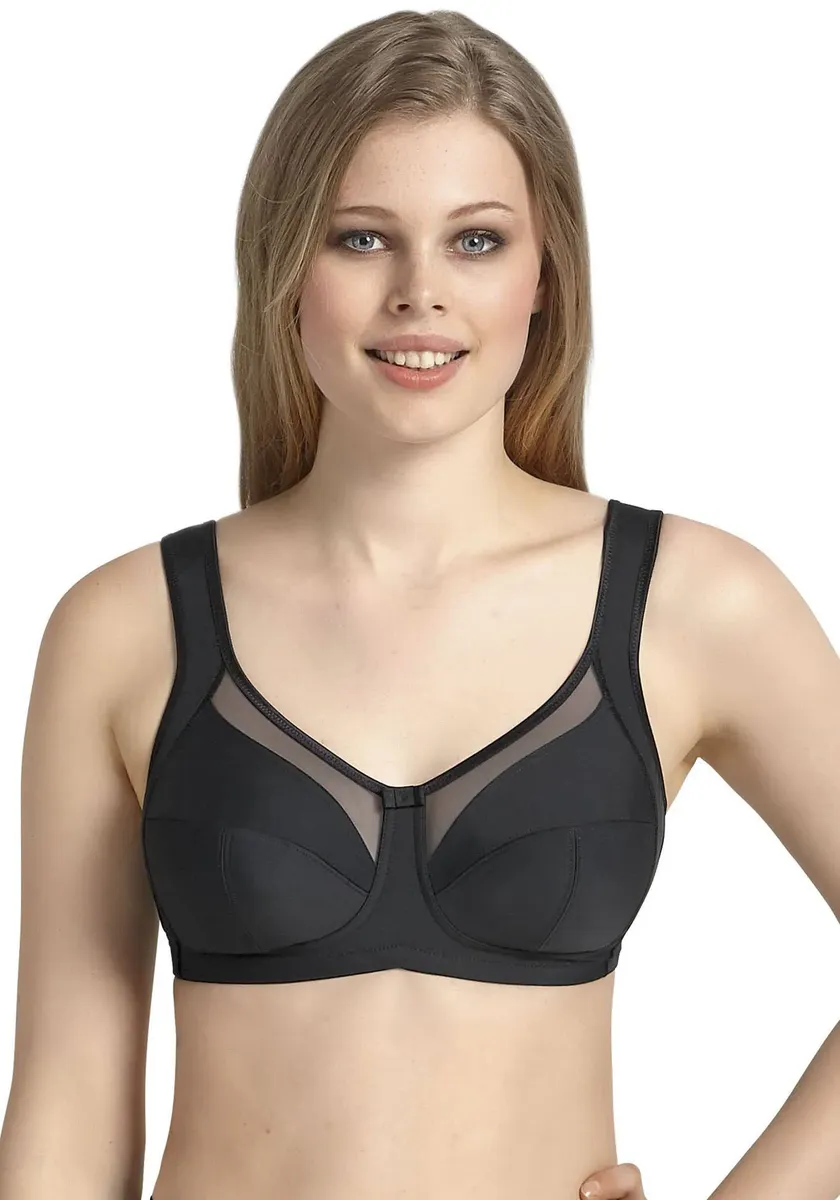 

Анита с 1886 года рельефный бюстгальтер "Comfort bra Clara", чашка C-H, с прозрачным сетчатым материалом в верхней чашке Anita Since 1886, черный