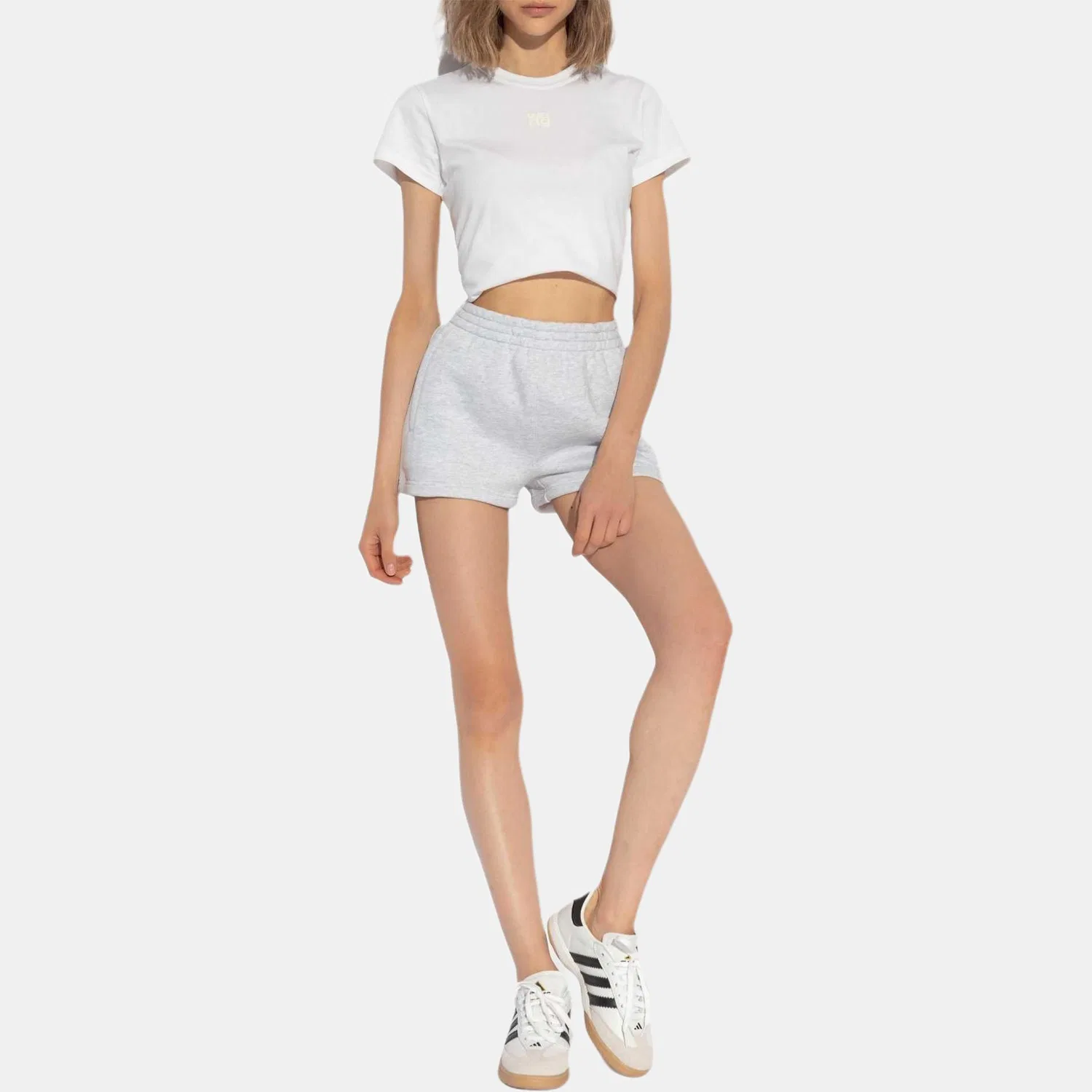 Толстовка T By Essential Terry Puff Paint Logo Sweatshort Light Heather Grey Alexander Wang, Gray — фото 3