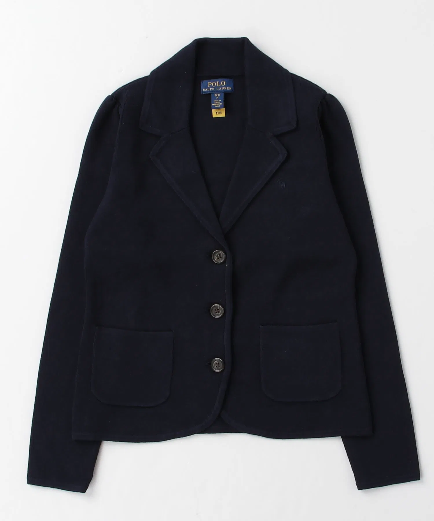 Детский трикотажный пиджак POLO RALPH LAUREN CHILDRENSWEAR с вышивкой, тёмно-синий — фото 3