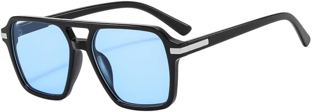 

Винтажные солнцезащитные очки с двойной перемычкой для мужчин, с градиентным зеркальным покрытием, солнцезащитные очки UV400 для женщин, модные сине-желтые UUPTTPL, Black Blue