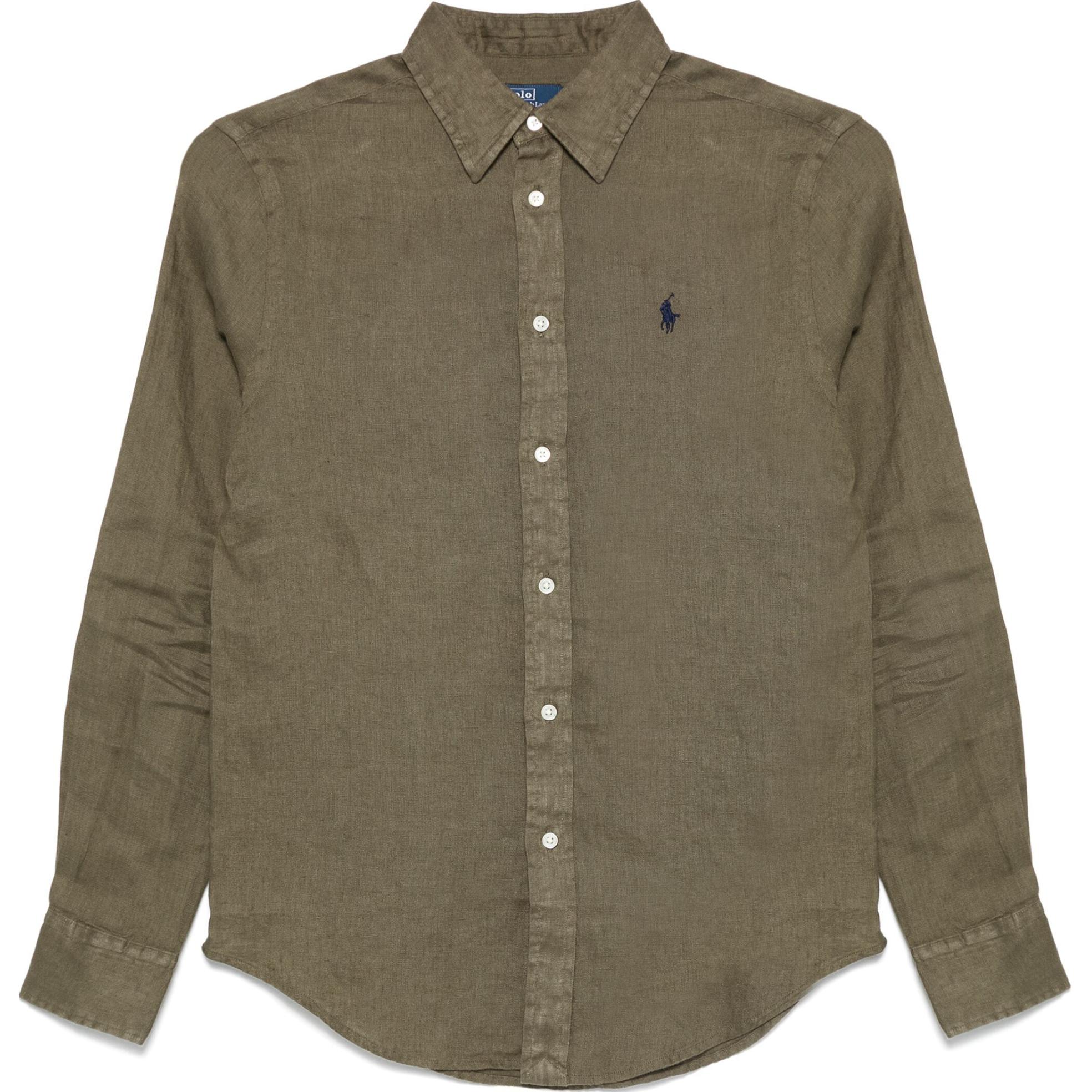 

Льняная рубашка Polo Ralph Lauren, хаки