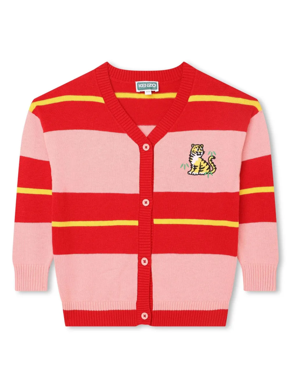 

Полосатый кардиган с вышитым логотипом Kenzo Kids, красный