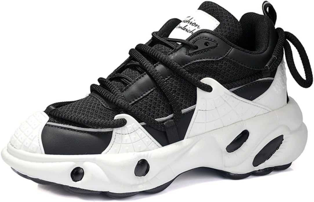 

Футуристические мужские кроссовки Y2K с массивной подошвой, дышащей сеткой и кожей, для бега, тренировок и городской одежды, с дерзким нестандартным дизайном и контрастным цветом для хорошего сцепления Ctkvbmeoi, черный