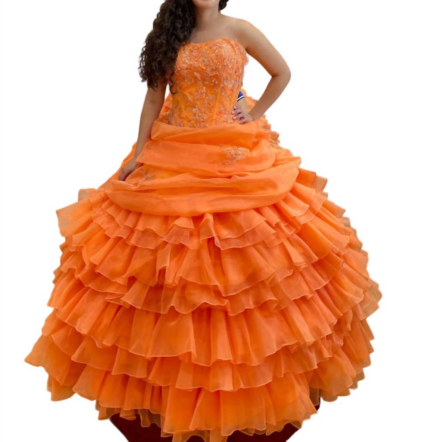 

Платье Quinceañera с пышной юбкой, расшитое бисером, на закате Mary's Bridal, цвет sunset