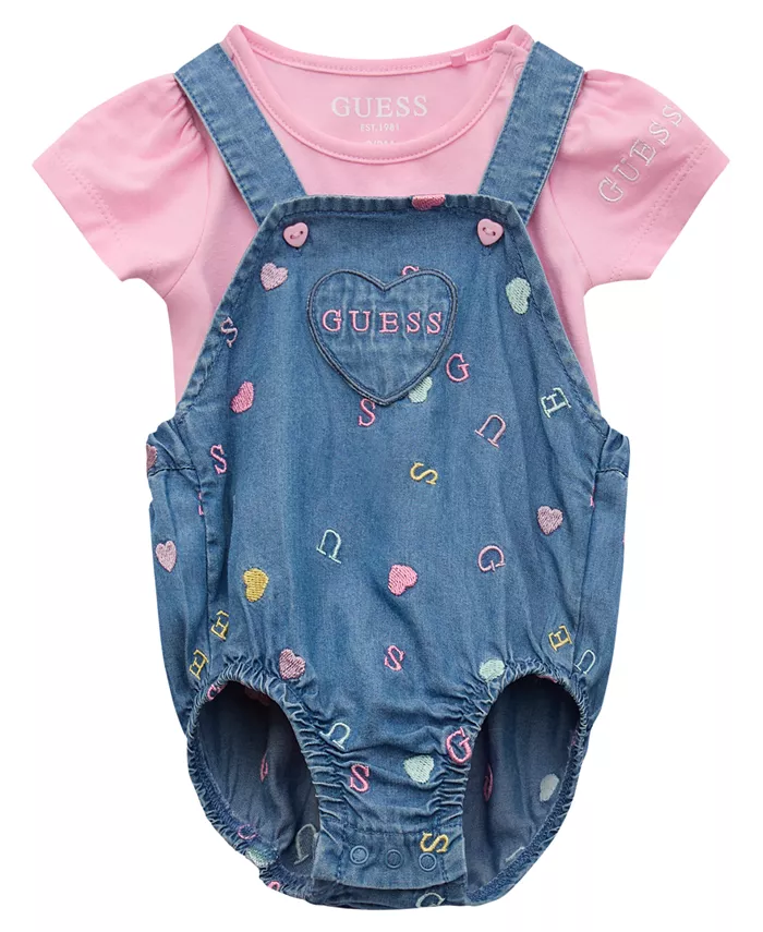 

Комплект для девочек: боди с короткими рукавами и комбинезон с вышивкой (2 предмета) GUESS