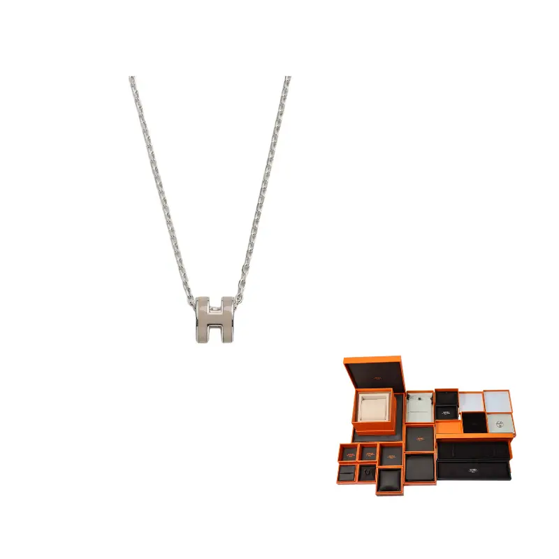 Миниатюрный кулон Pop H палладиевый оттенок HERMES