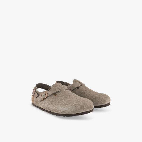 Плоские замшевые сабо с тисненым логотипом Tokio Birkenstock, коричневый — фото 3