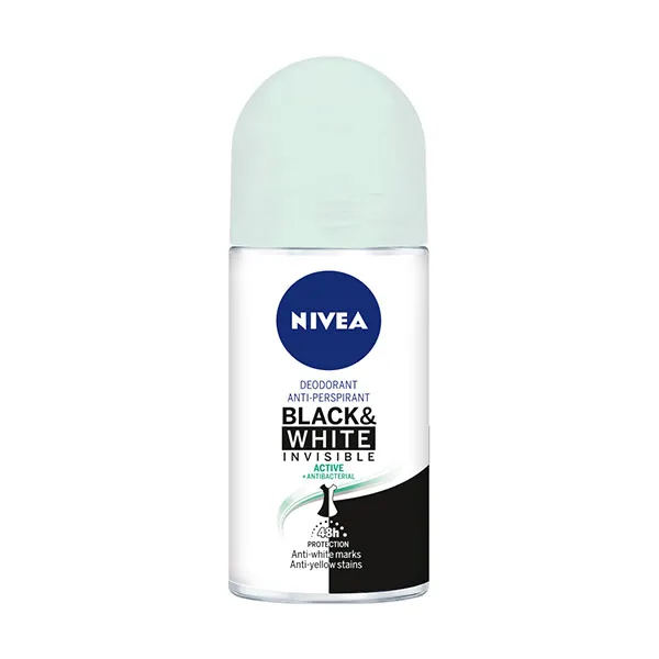 

Антибактериальный шариковый дезодорант Black And White Invisible Active Nivea, 50 ml