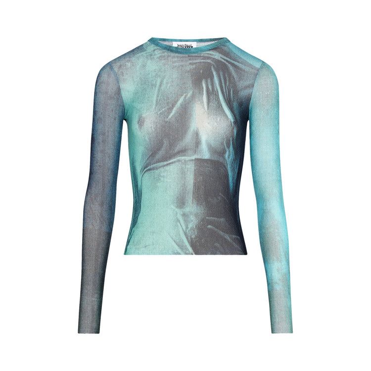 

Топ Jean Paul Gaultier Water Printed Long-Sleeve Top, Indigo/Vintage Blue