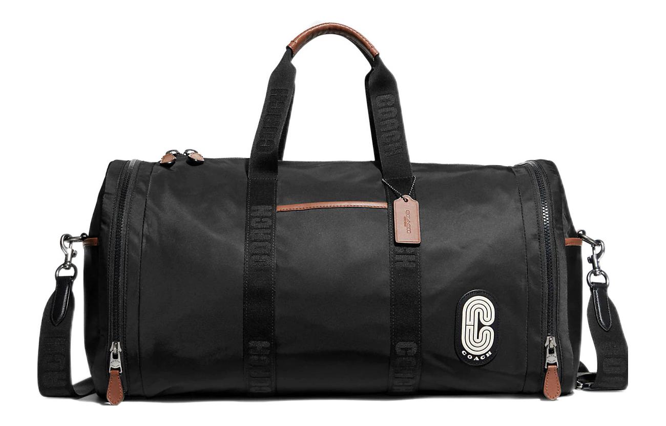 

COACH Мужская черная сумка через плечо из нейлона с кожаной вставкой большая