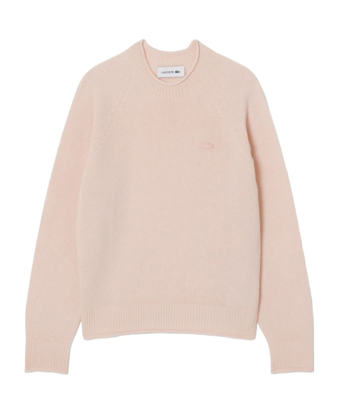 

Объемный вязаный пуловер из чесаной шерсти. Lacoste, розовый