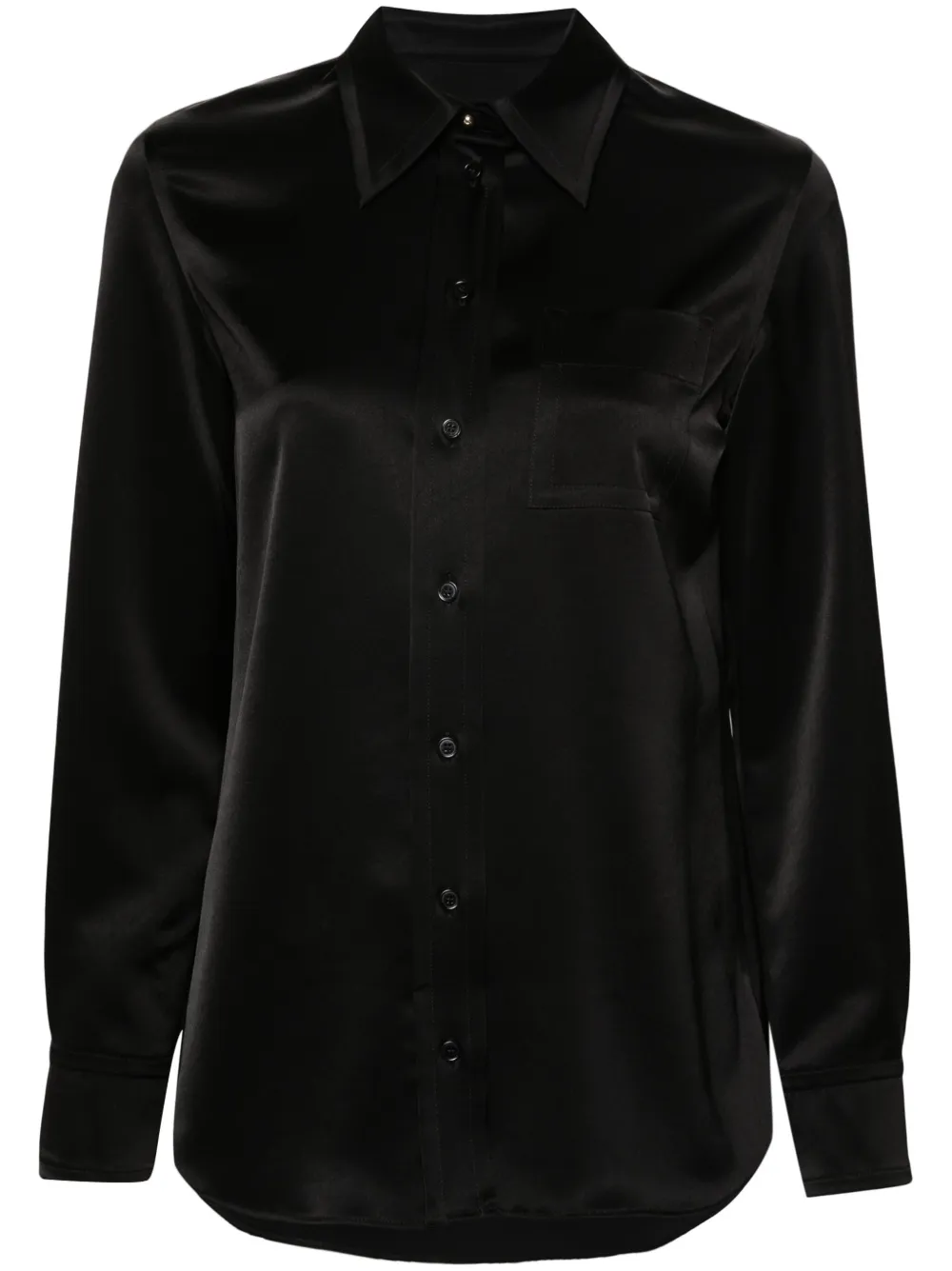 

Атласная рубашка с длинными рукавами Lanvin, черный
