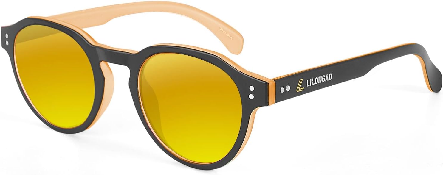 

Поляризованные солнцезащитные очки PC для мужчин и женщин – UV400, устойчивые к царапинам, легкая оправа TR90 для вождения и использования на открытом воздухе LILONGAD, Orange/Yellow Revo