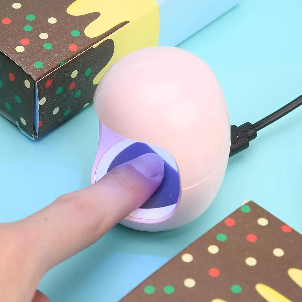 Портативная УФ/LED лампа для сушки ногтей с USB, розовая Brrnoo