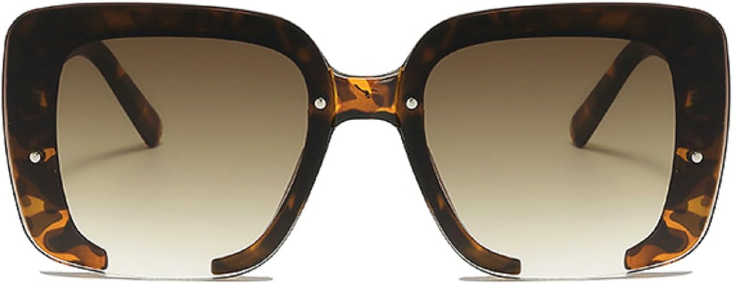 

Модные большие квадратные женские солнцезащитные очки в винтажном стиле с градиентным переходом цвета, защита от УФ-излучения UV400, мужские солнцезащитные очки N45 mincl, Leopard