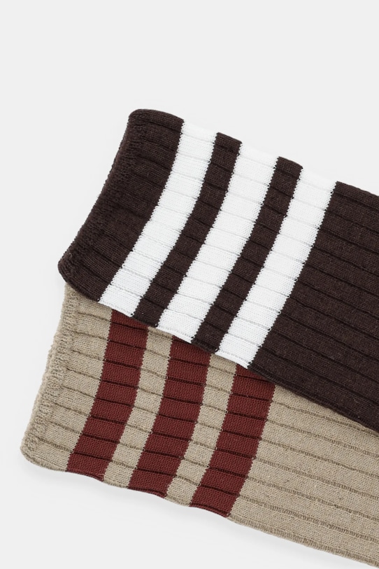 Носки Adidas Originals Ribbed Crew Socks 2 Pairs, хаки/темно-коричневый — фото 3