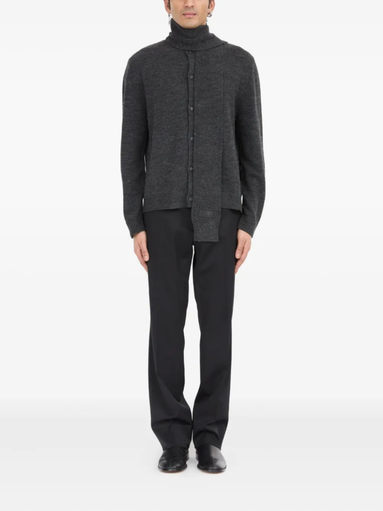 Кардиган из смеси натуральной шерсти MM6 Maison Margiela, серый — фото 2