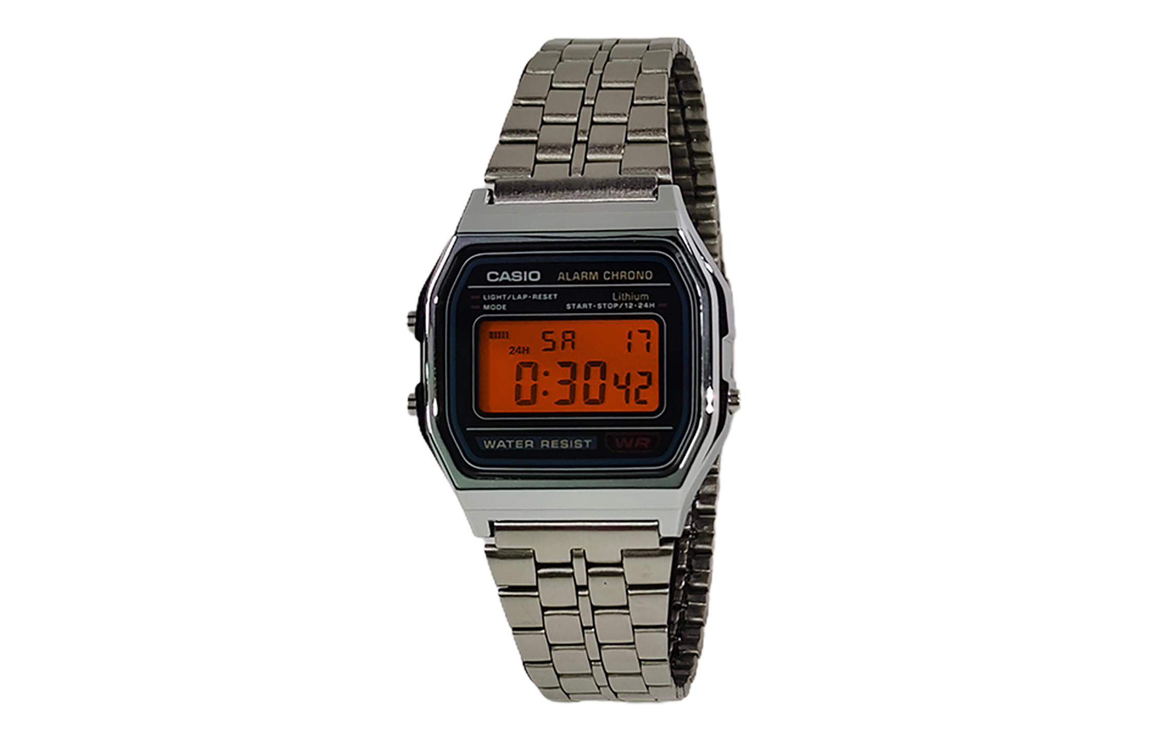

CASIO Мужские часы Retrofit Series с кварцевым механизмом, стальной браслет, черный циферблат, Оранжевый, CASIO Мужские часы Retrofit Series с кварцевым механизмом, стальной браслет, черный циферблат