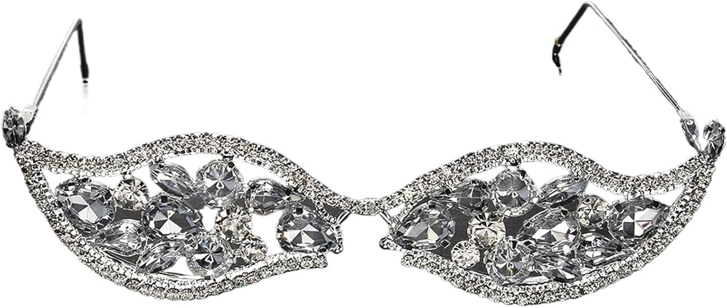 

Солнцезащитные очки с геометрическим узором из кристаллов для женщин, украшения для вечеринок, модные аксессуары для лица со стразами, свадебные украшения GYTHTPZR, One Color