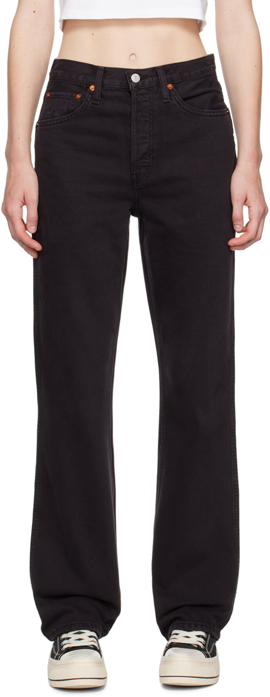 

Черные свободные джинсы с высокой посадкой Re/Done, Washed black