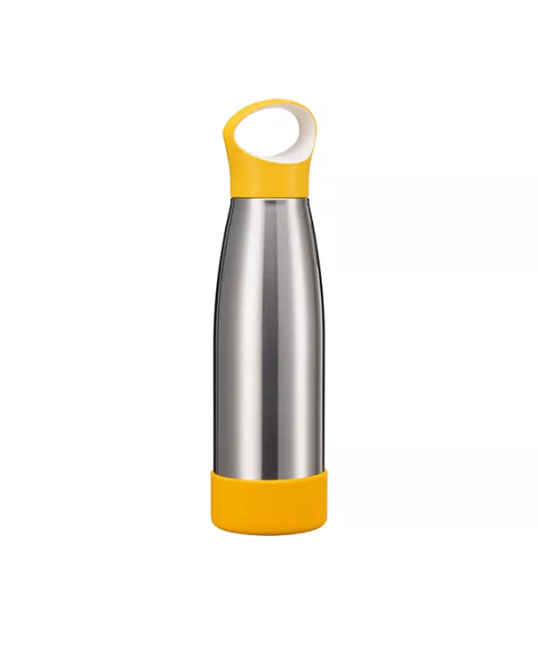 

Бутылка для воды из нержавеющей стали с вакуумной изоляцией, силиконовым дном и ручкой-крышкой Fenger, yellow