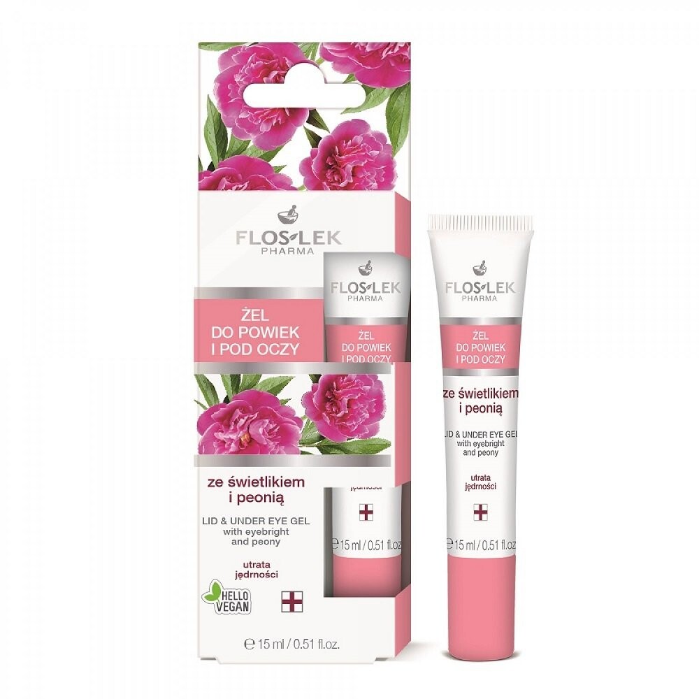 

Floslek, Eye Care, гель с просветом и пионом для век и под глазами, 15 мл Flos-Lek