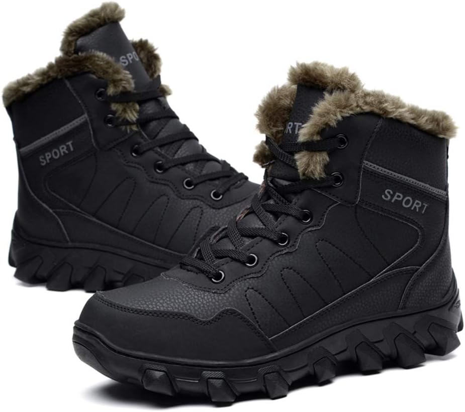 

Мужские зимние ботинки, для активного отдыха, внедорожного туризма, походов, высокие, с плюшевой подкладкой, черные, размер B- 45/UK 10.5/US 11 GrVpM, черный