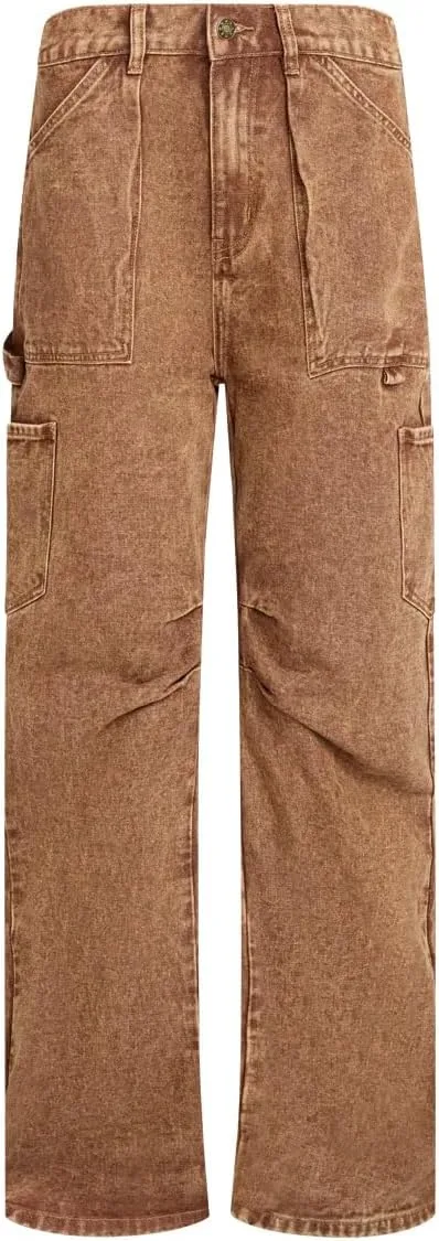 Женские карго джинсы brown wide leg с карманами в стиле y2k — фото 4