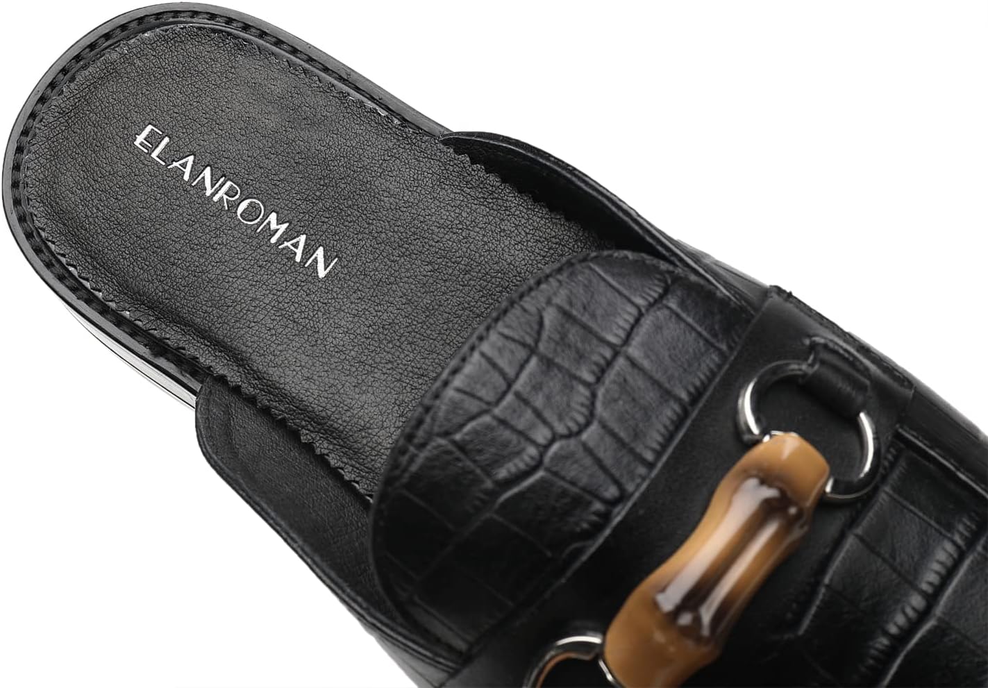 Мужские лоферы ELANROMAN без задника, черные, из натуральной кожи, мюли, тапочки, обувь на легком надевании — фото 4