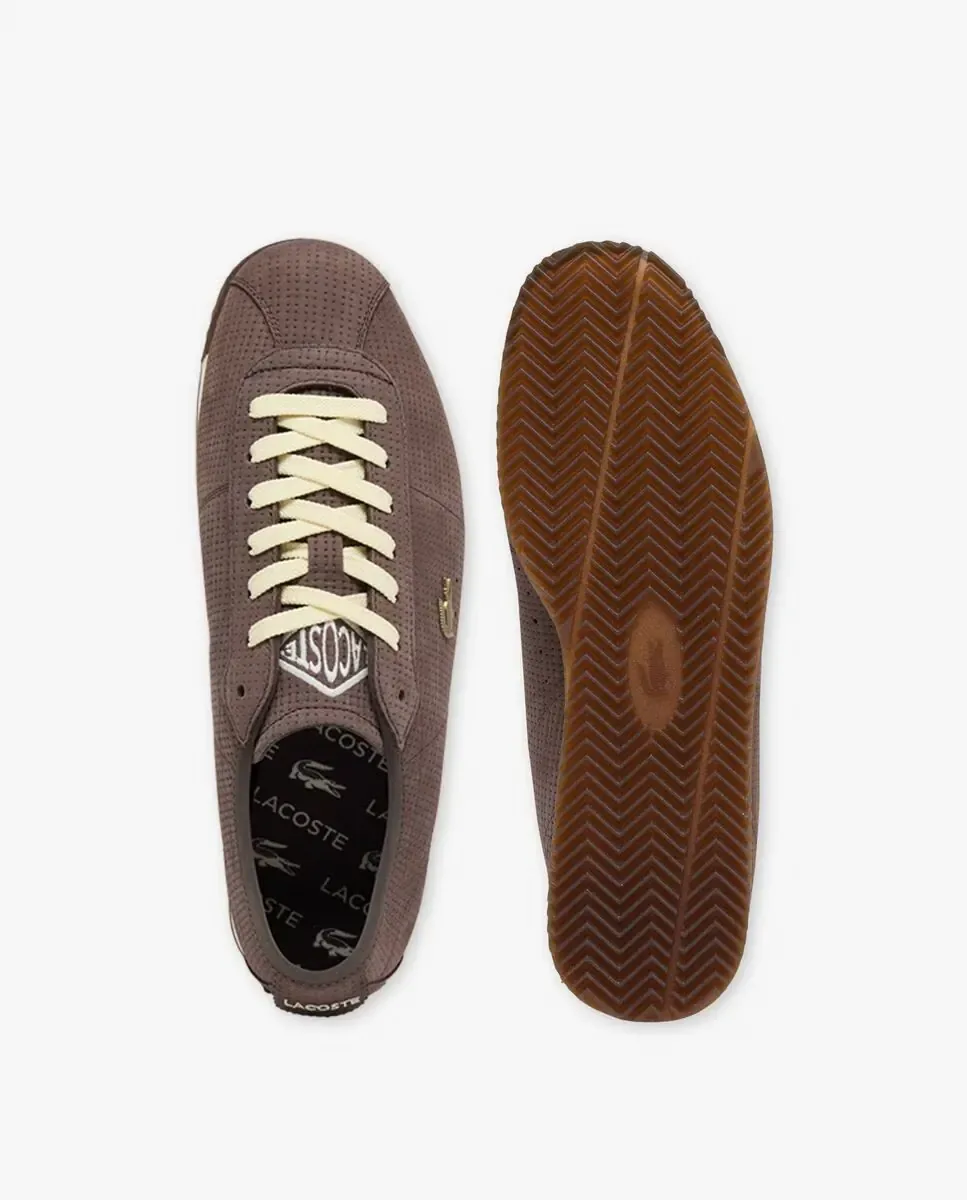 Мужские кожаные кроссовки Club-Low коричневого цвета Lacoste, черный — фото 2