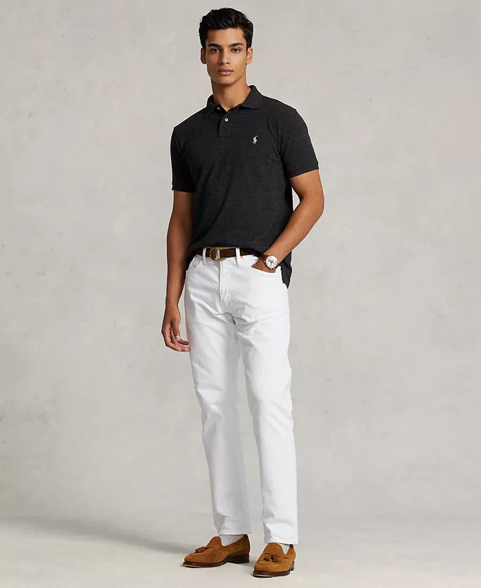 Мужская поло Custom Slim Fit с сетчатой тканью Polo Ralph Lauren, черный — фото 2