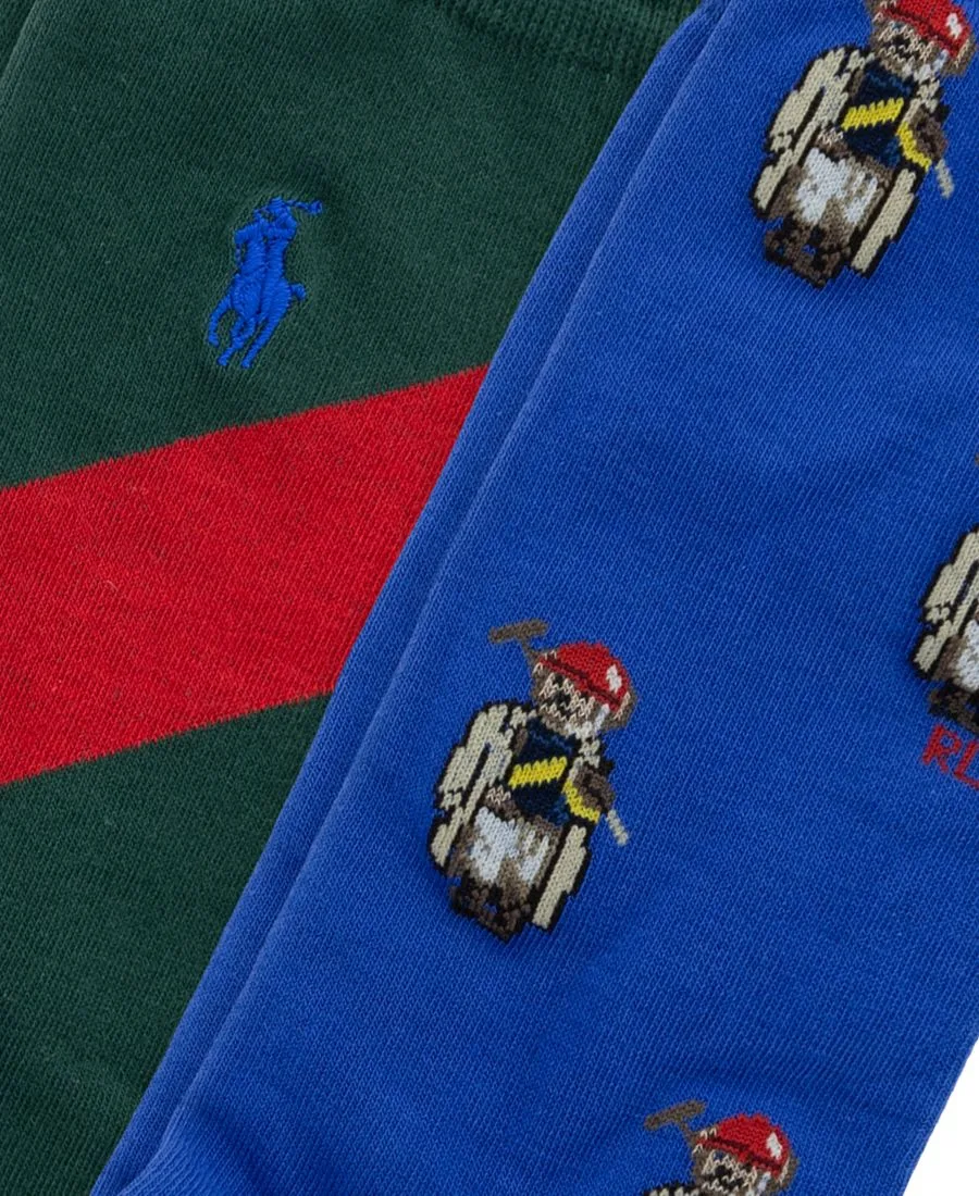 Мужские носки Polo Society Mini Bear Crew Socks, комплект из 2 штук Polo Ralph Lauren, royal/зеленый — фото 2