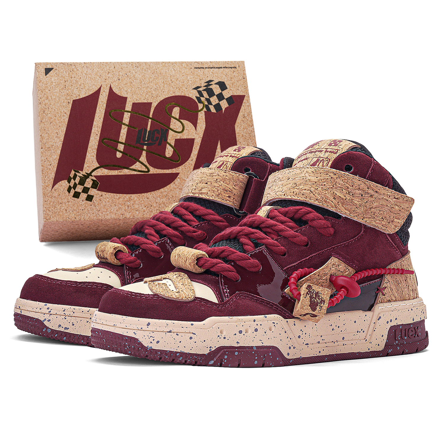 

LUCX Lucky Shoes противоскользящие и износостойкие увеличивающие рост низкие кеды унисекс красное вино высокие, цвет Red Wine High-Top[September 23rd, 20:00 First Release]