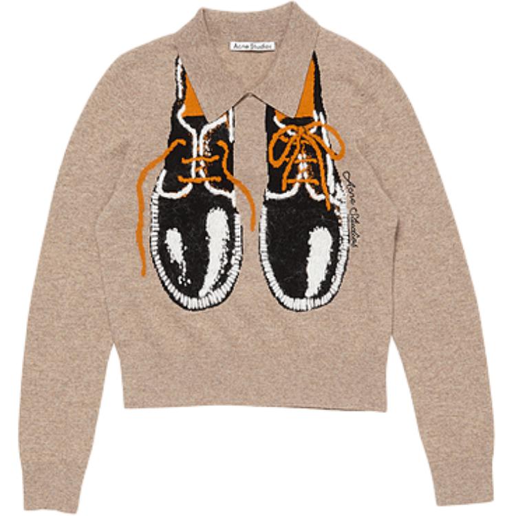 Graphic Detailed Knitted Sweater Acne Studios, Tan