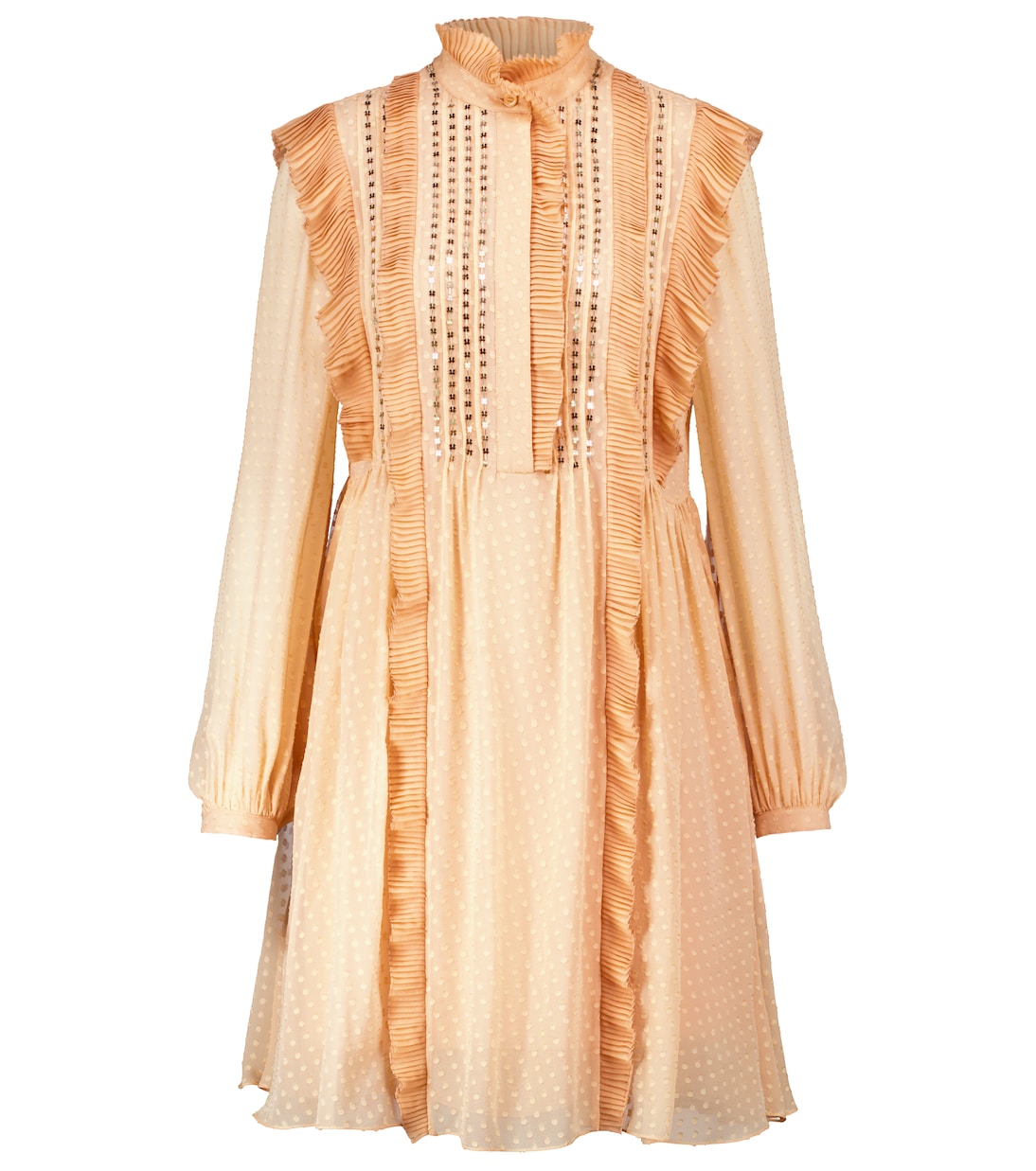 

Мини-платье из шелка с оборками в горошек Chloé, Biscuit Pink