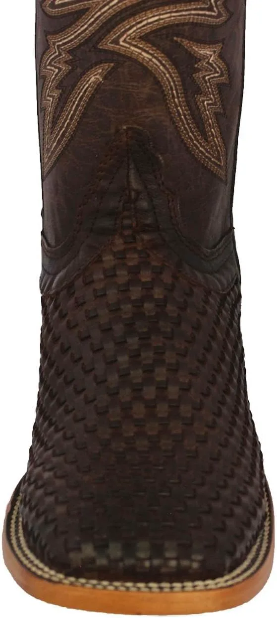 

Мужские коричневые ковбойские сапоги Texas Legacy с плетеной кожей и квадратным носком, коричневый