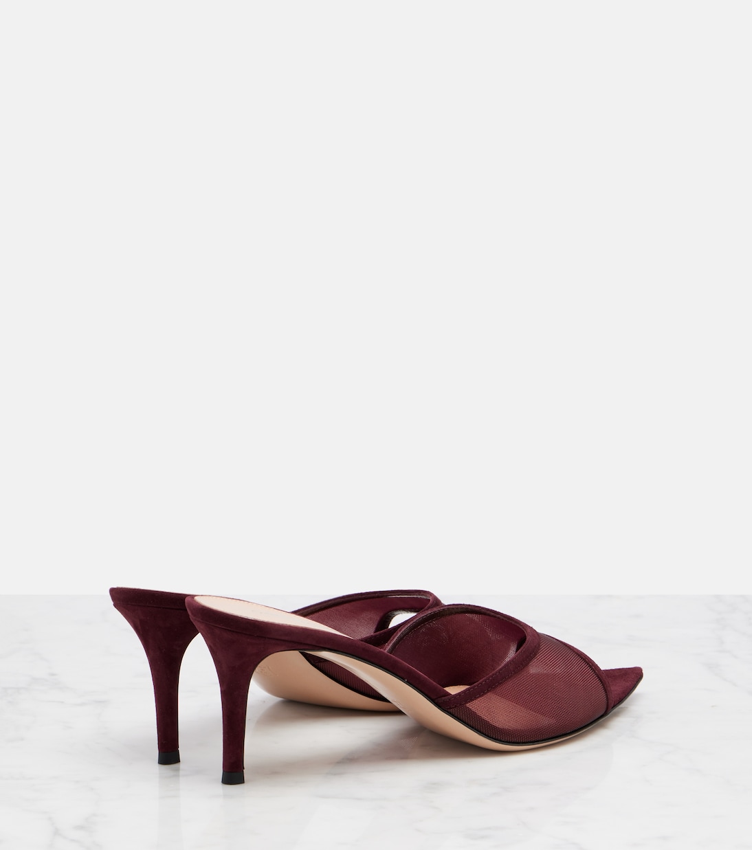 Острые замшевые и органзовые мюли Pointy 70 Gianvito Rossi, Royale+Royale — фото 2