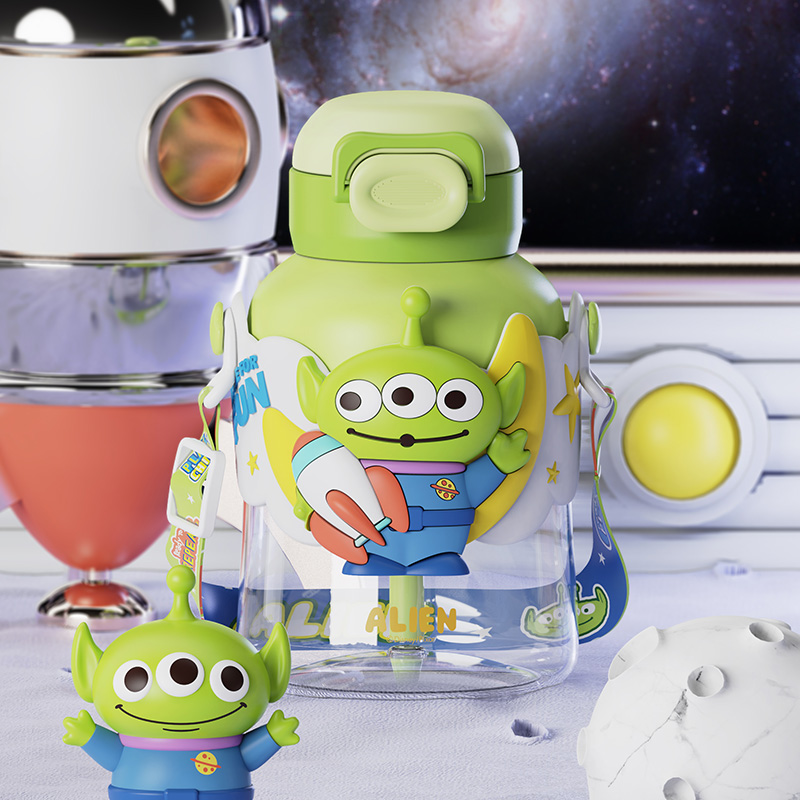 Детская бутылка-пузатик Strawberry Bear Disney «Big Belly Cup», 700 мл, Alien + брелок — фото 2