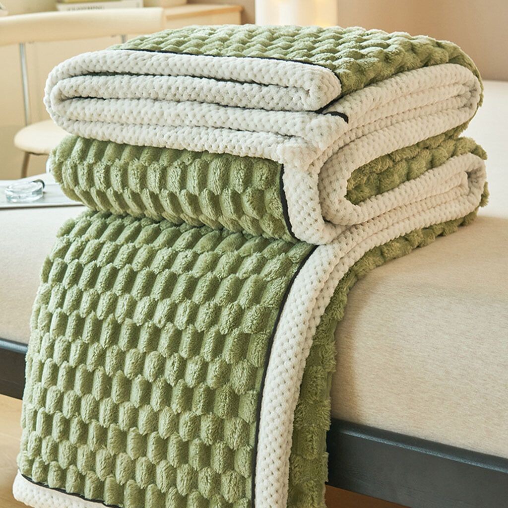 

MAJA DESIGN Двустороннее фланелевое одеяло, маленькое в клетку, мягкое и теплое, 150х200 см, темно-зеленое, темно-зеленый