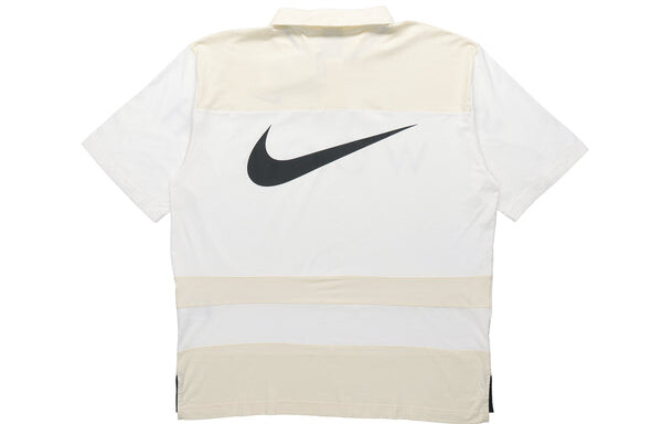 Футболка sportswear swoosh logo printing contrasting colors loose polo shirt white Nike, белый — фото 2