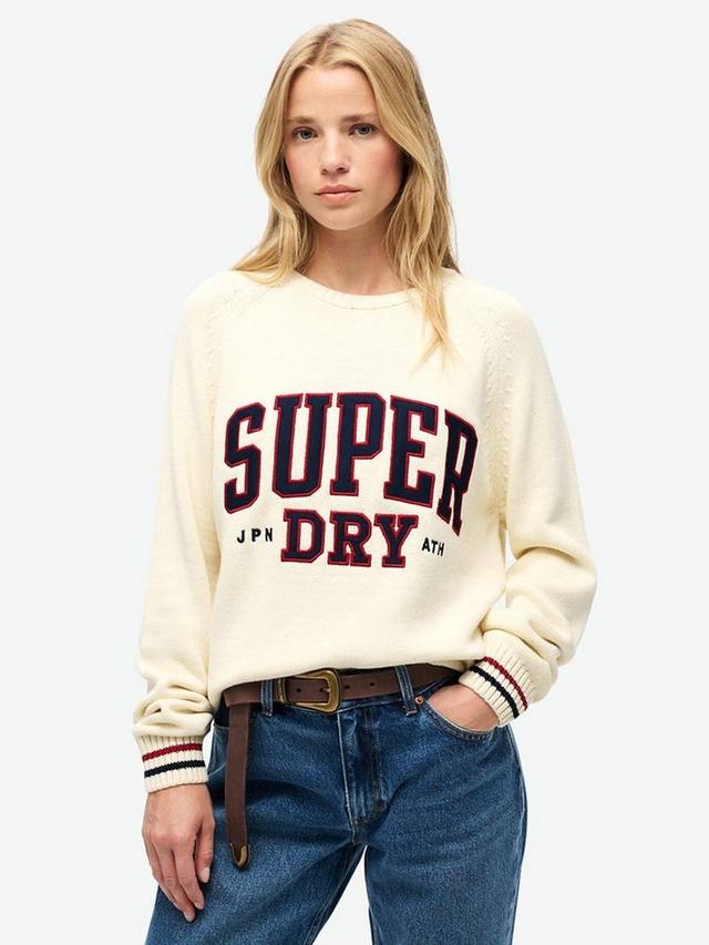 

Джемпер из органического хлопка с напуском и графическим рисунком Superdry, цвет Off White/Multi