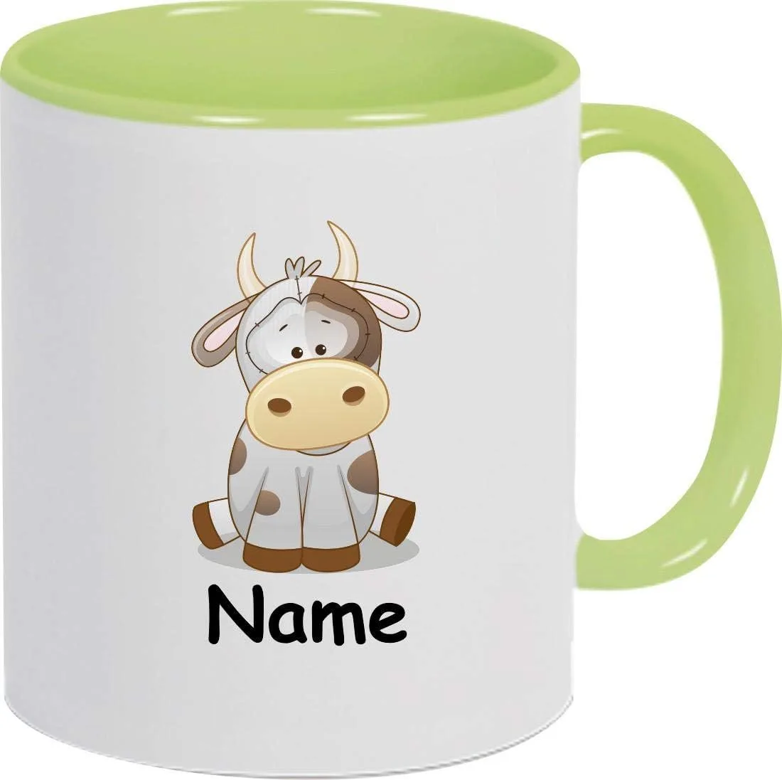 Футболка Children's Tea Cup, Cow с именем, надписью, детская, животные, природа, цвет Light Green Shirtinstyle