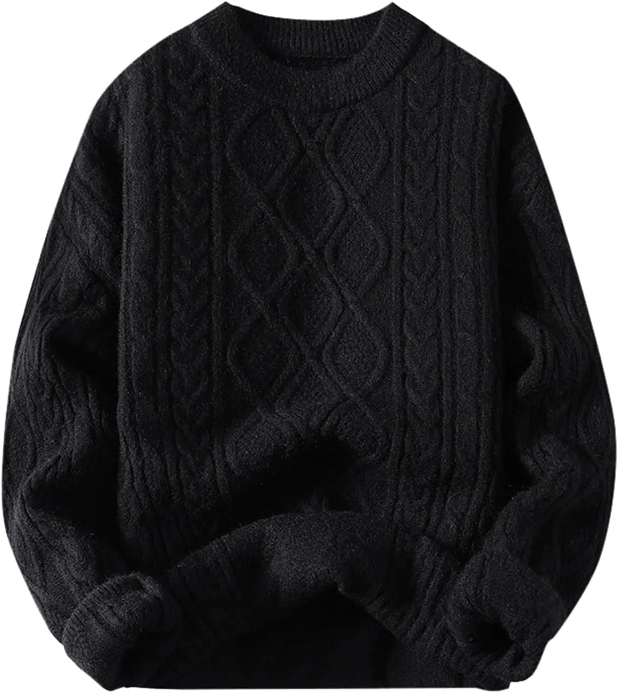 

Мужской свитер с косой вязкой и длинными рукавами