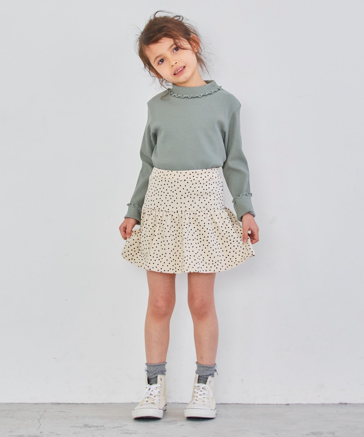 Юбка Юбки длиной до локтя с принтом по всей поверхности Ever Closet, F-Beige (Polka Dot Pattern) — фото 2
