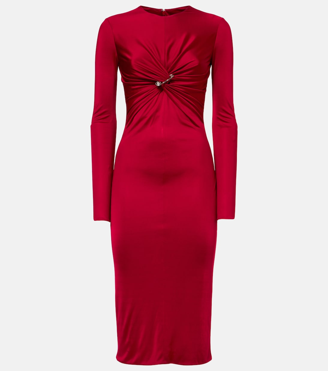 

Платье миди из джерси с присборенным воротником Safety Pin Versace, Lipstick Red